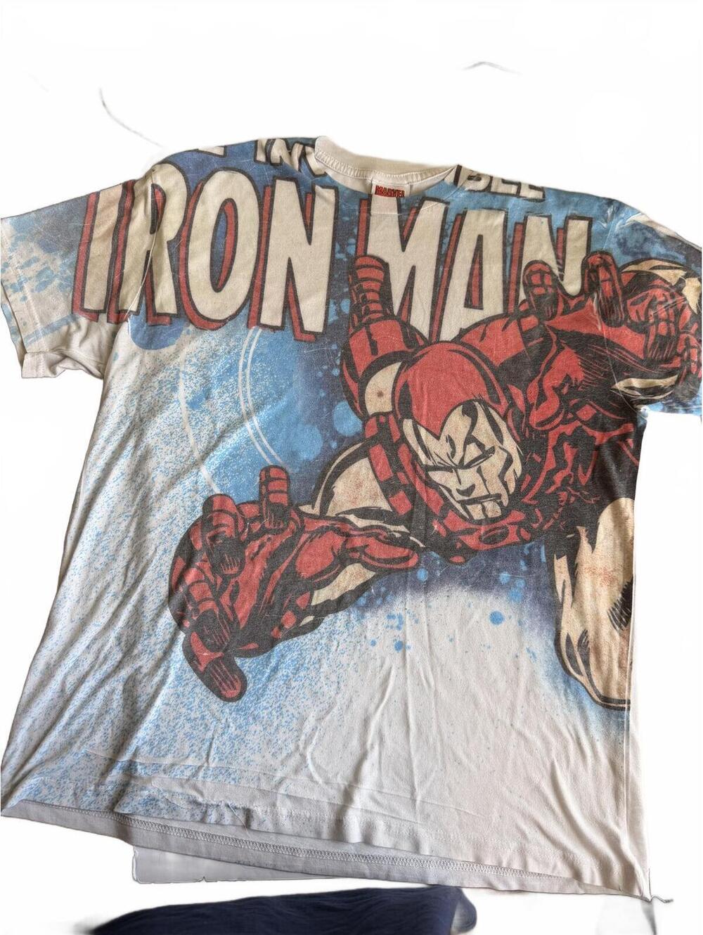Y2K Marvel Invincible Iron Man Comic Book Print Graphic Tee Size L